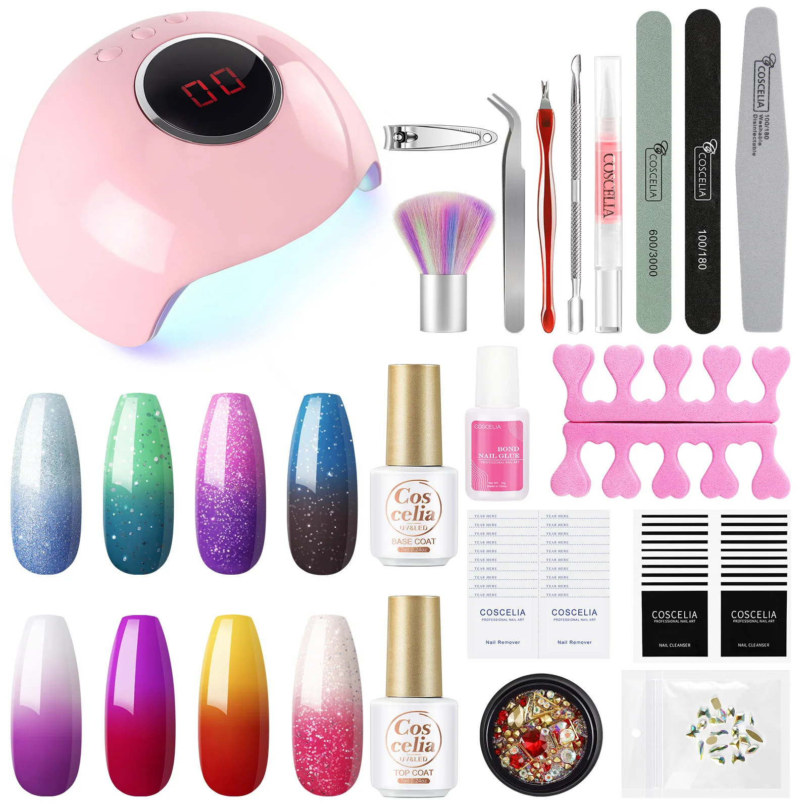 

Наборы для маникюра, набор гель-лаков для ногтей с УФ светодиодный лампой, верхней базой, блестящим гелем, стартовый набор для дизайна ногте...