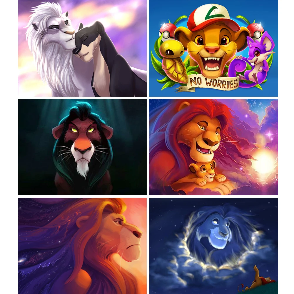 

Cartoon Lion King Diamond Painting 5D Disney Full Square/Round Drill Animal Anime Mosaic Embroidery Picture DIY Home Decor