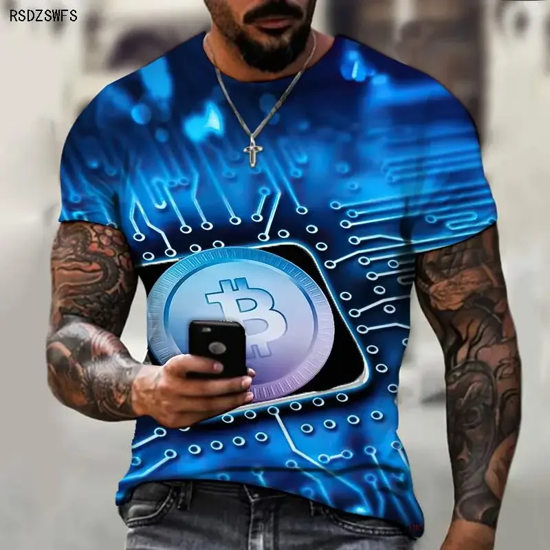 Летняя мужская технология электронный чип Bitby с коротким рукавом 3D ...