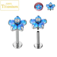 16g opal labret lip stud g23 titanium zircon flower ear nail cartilage tragus helix piercing earrings nostril perforated jewelry