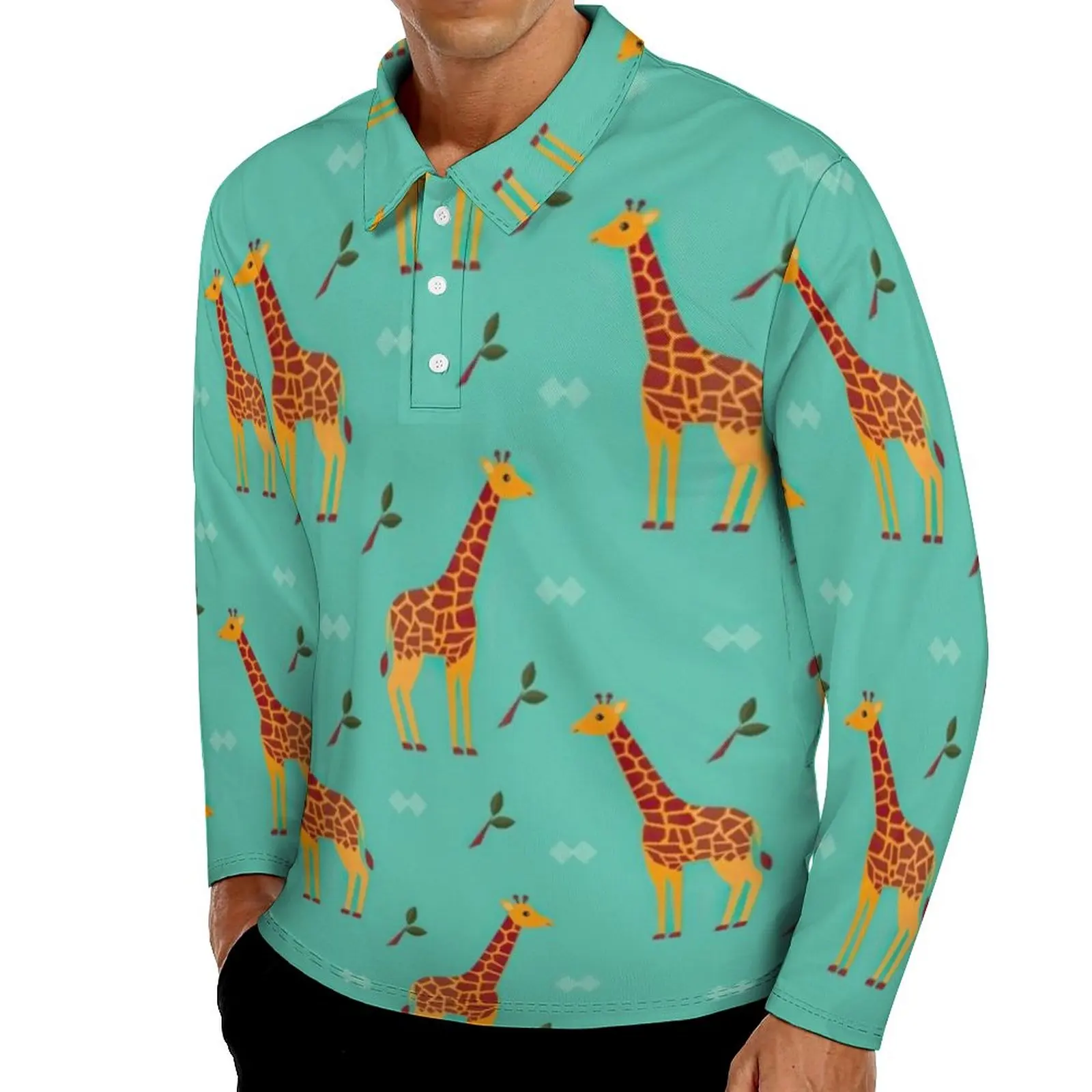 

Рубашка-поло с длинным рукавом, с принтом в виде жирафа