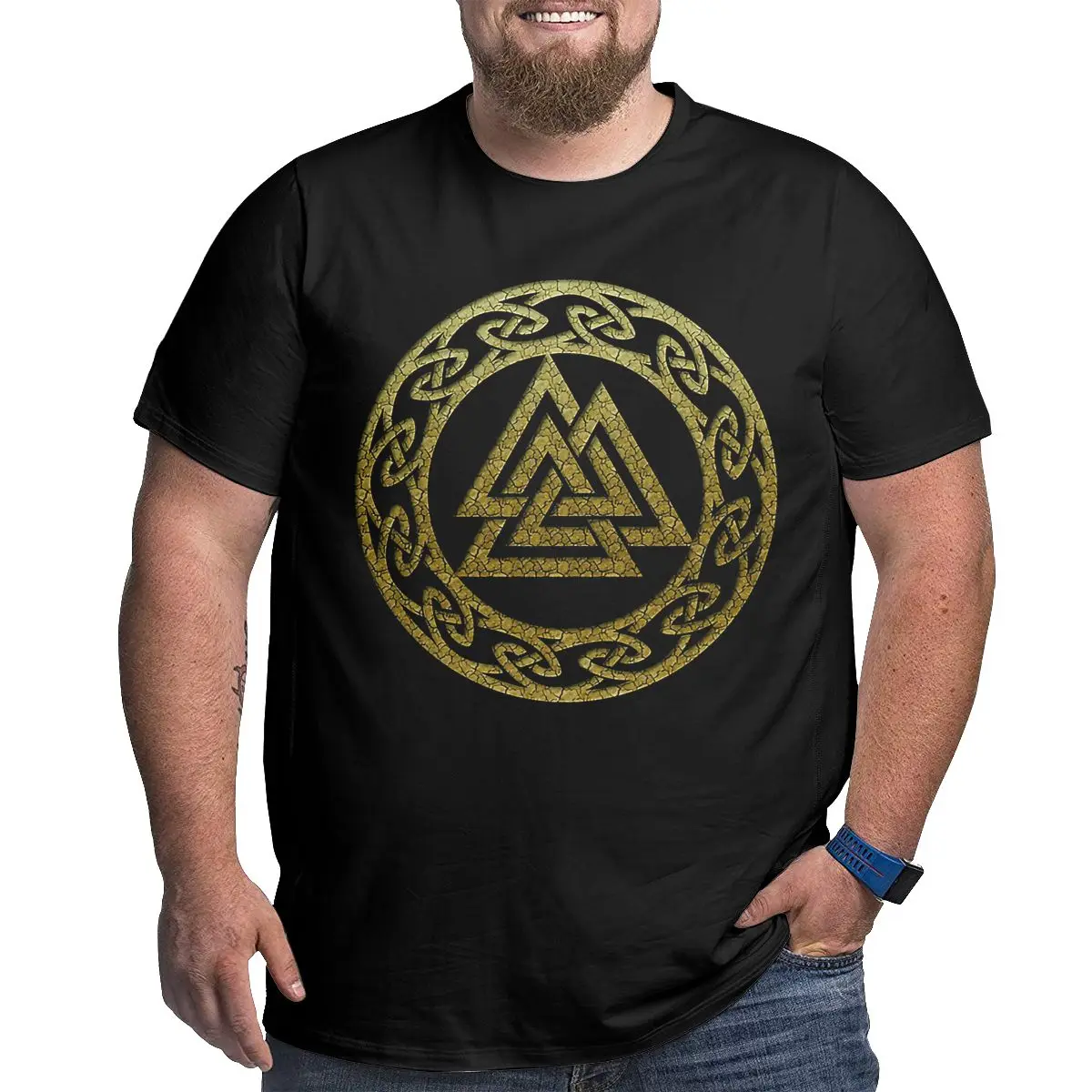 

Valknut Odin Symbol Norse Vikings Zipper Pouch Big Size Funny Loose Large T-shirt Humor Graphic Big Tall Man Oversized Tops Tees