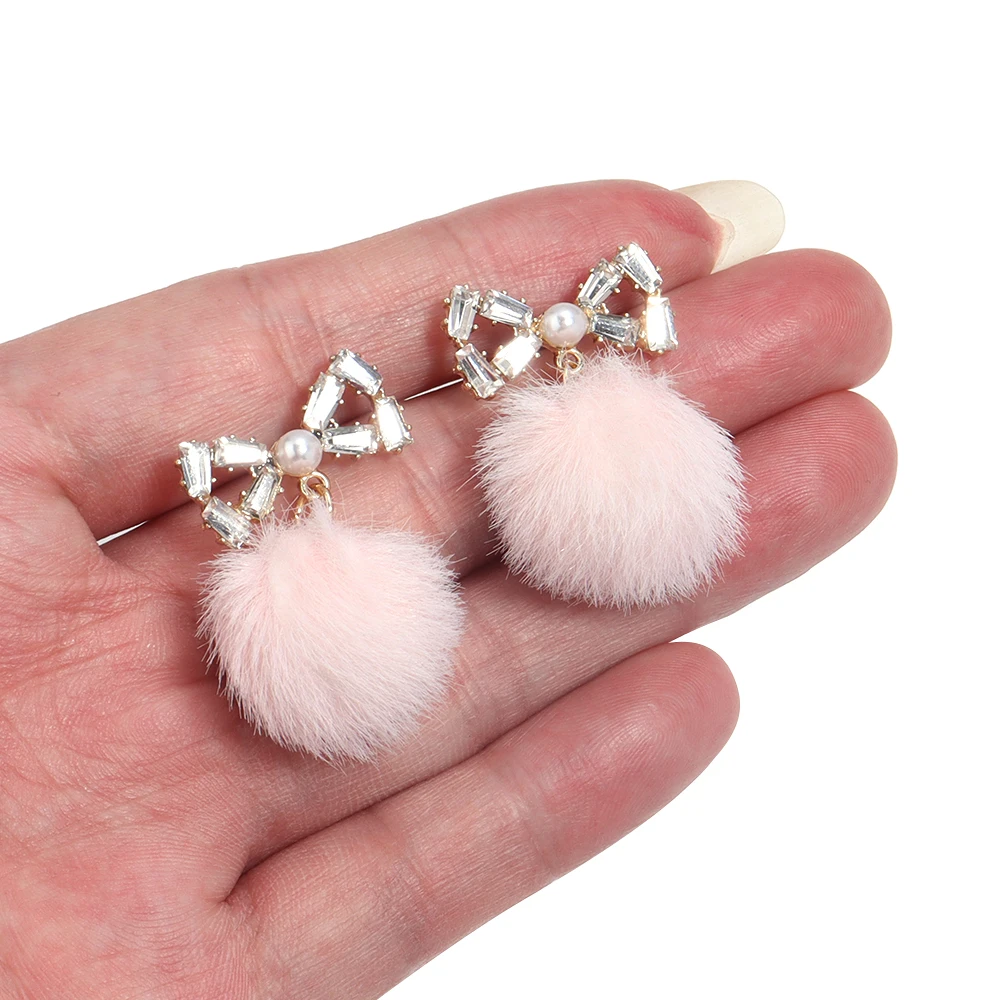 1 пара 21x10 мм серьги из сплава с жемчугом и бантом бархатный шар милые быстрое