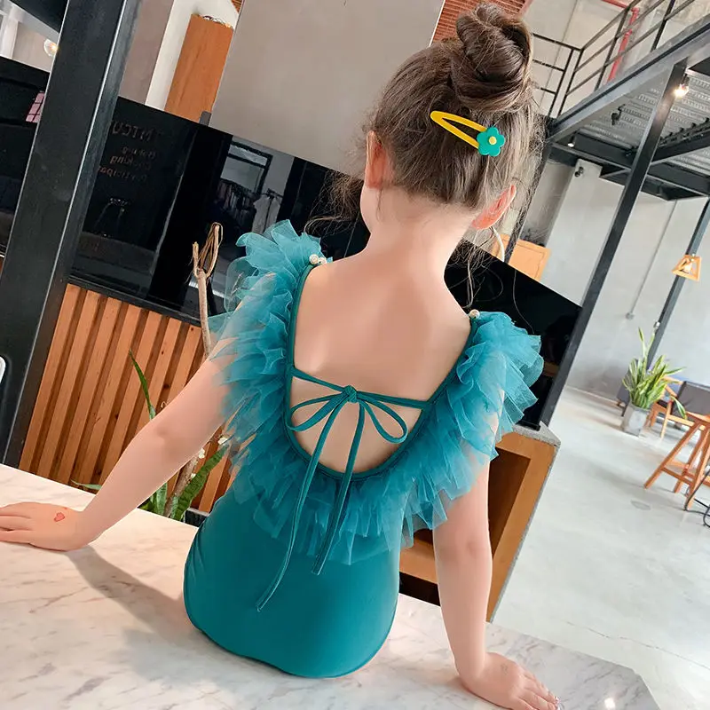 

[Send Swimming Cap Goggles] 2022 Children's Swimsuit Children Korean Style One-Piece Girl Kids Swimming Jumpsuit