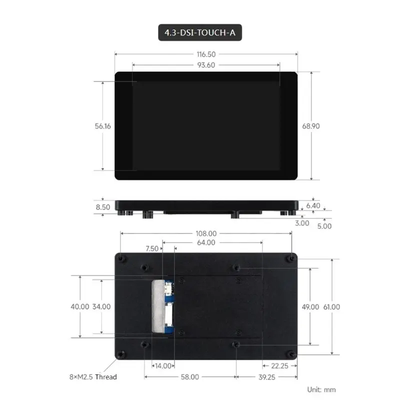 ЖК-дисплей DSI 4,3 дюйма для Raspberry Pi 5, емкостный сенсорный экран, разрешение 480X480, совместимый дисплей для платы Raspberry Pi, для проектов DIY (art.: 3920db30bc97b) - 3920db30bc97b