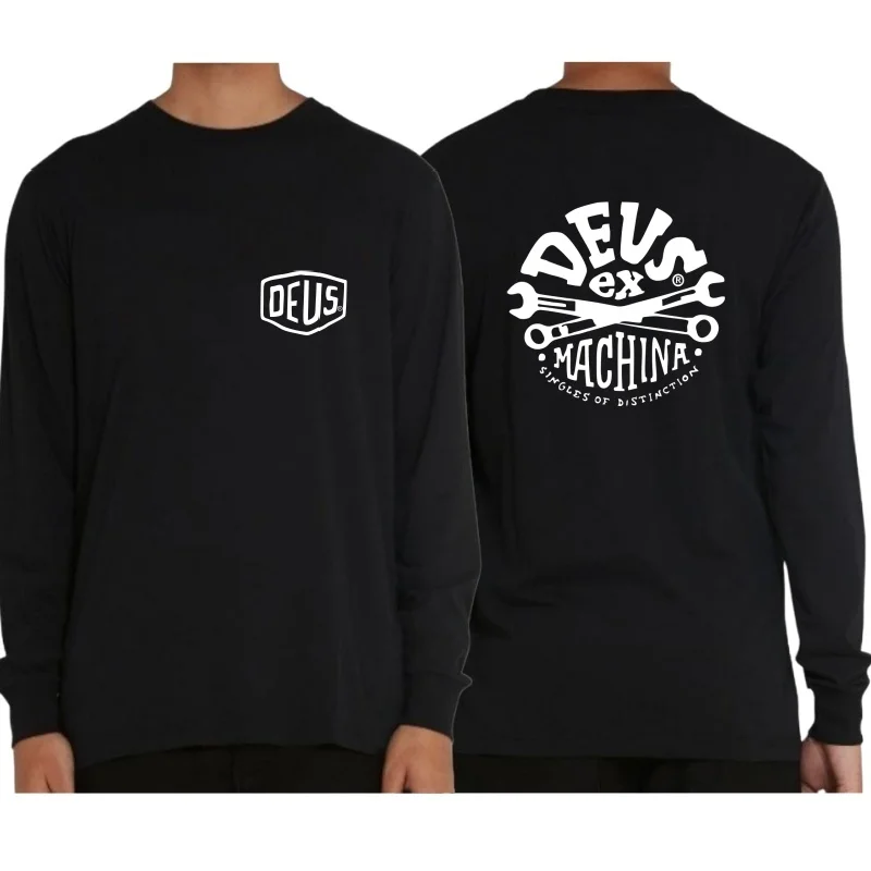 DEUS EX MACHINA Harajuku футболка с длинным рукавом и круглым вырезом надписью Повседневная