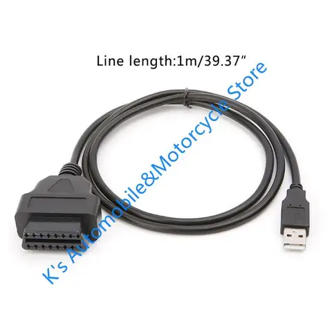 Q39F 16PIN OBD2 до USB -порта Адаптер Адаптер Адаптер Кабельный разъем Диагностический инструмент Диагностический