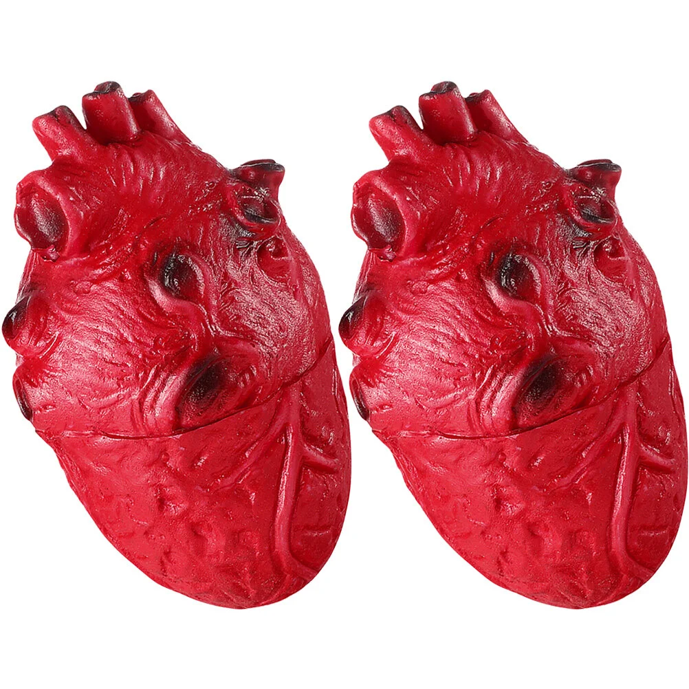 

2 Pcs Halloween Decorations Toy Desktop Heart Props Models Simulation Human Organ Vinyl Haunted House Ornament Simulated Hearts