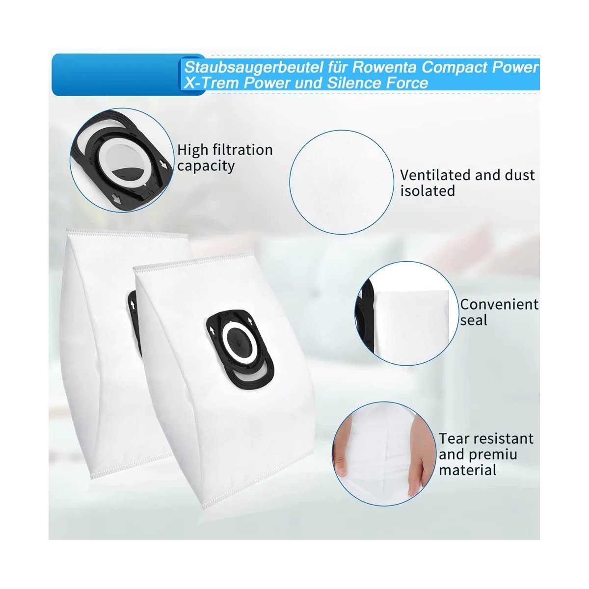 Мешки для пылесоса Rowenta Hygiene + ZR200520 ZR200720 подходят компактной мощности X-Trem Power и