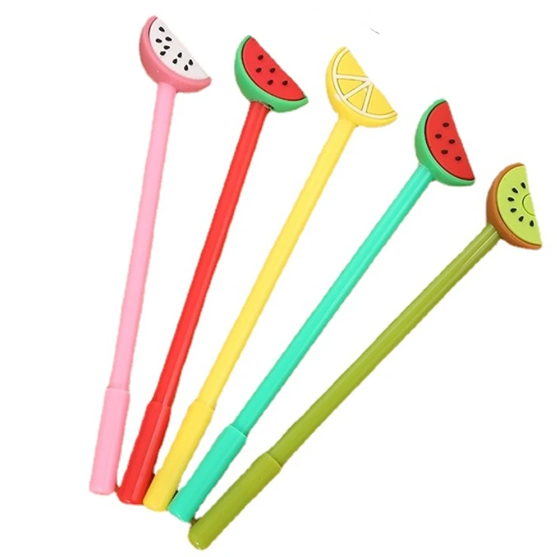 20 Pcs Cute Simulation Fruit Dragon Fruit Kiwi Watermelon Lemon Gel Pens Set Creative Stationery Student Cartoon Signature Pen