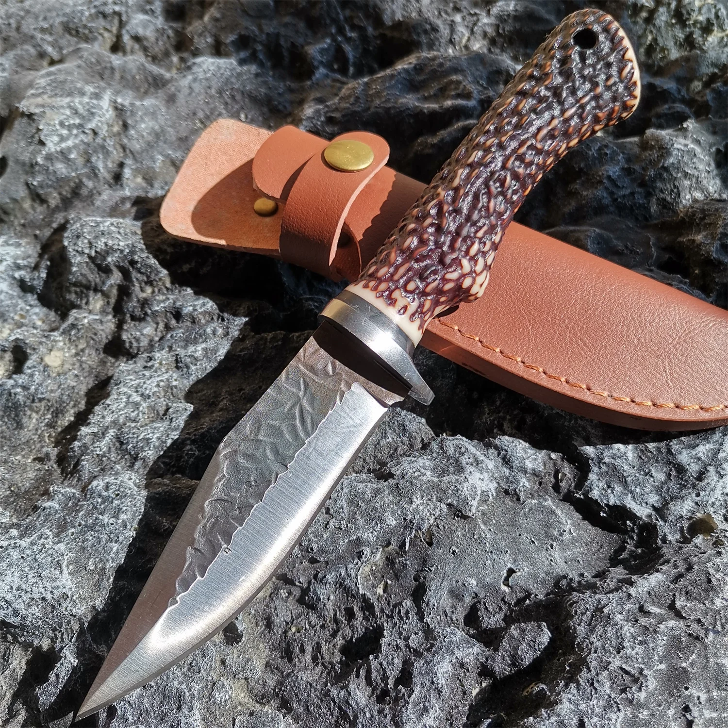 

Прямой нож охотничий из нержавеющей стали, кованое лезвие, спасательный тактический нож с прямым клинком для кемпинга