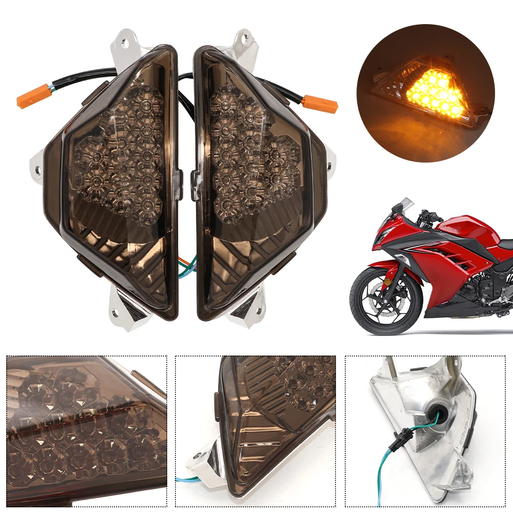 

Передний светодиодный индикатор поворота мотоцикла для Kawasaki Ninja 300 250 400 650 1000SX ZX6R, 2 шт.