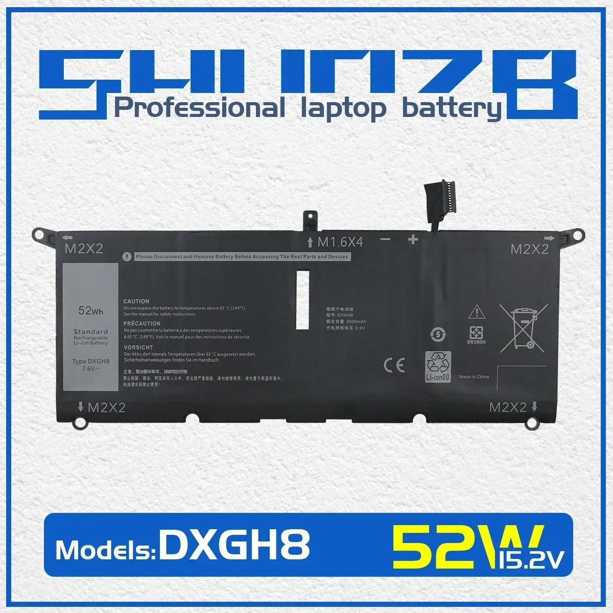 Фото SHUOZB DXGH8 Аккумулятор для ноутбука Dell XPS 13 9380 9370 7390 для DELL Inspiron 7390 2-в-1 7490 G8VCF H754V 0H754V P82G 7,6 В 52WH №1