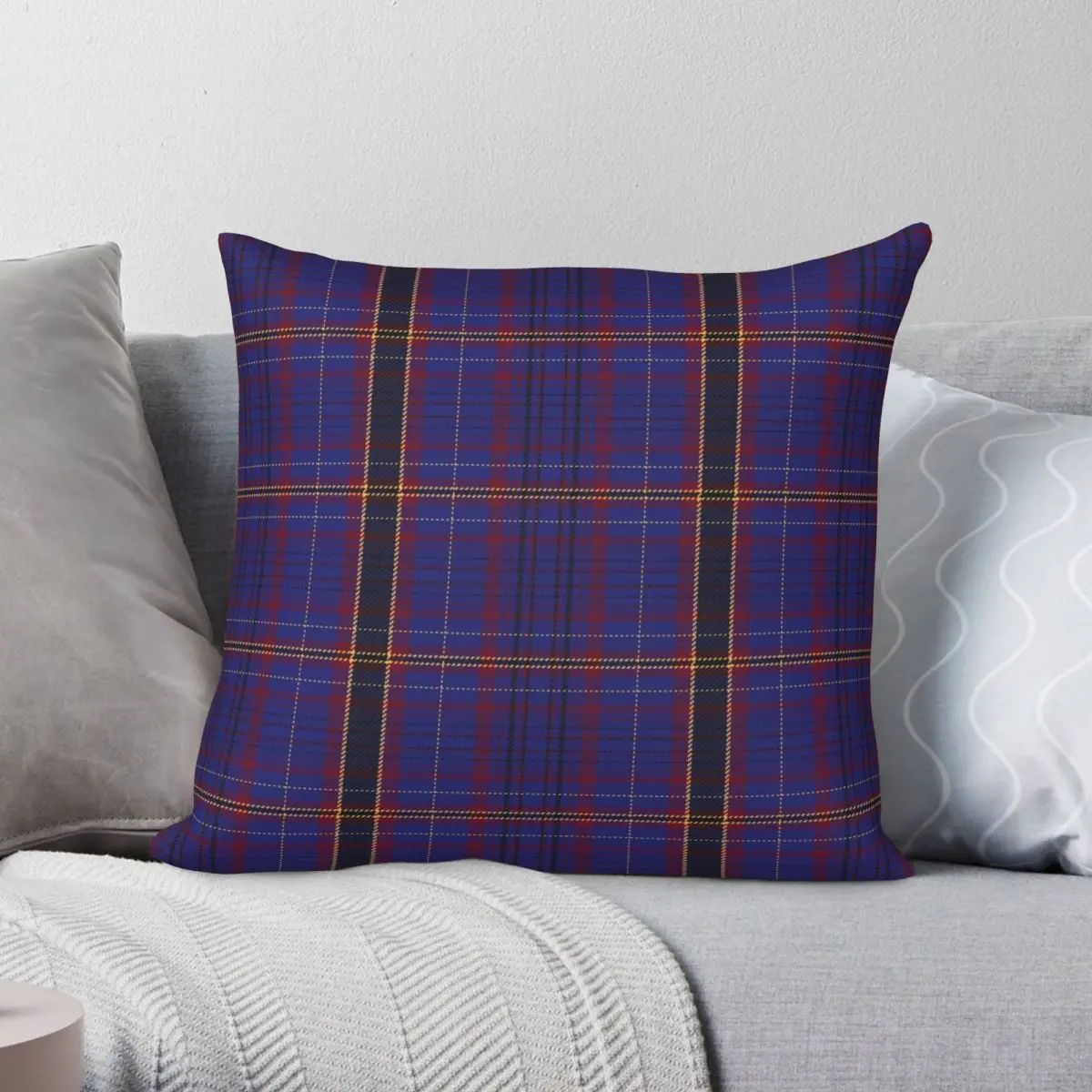 

James Family Welsh Dragon Tartan Square Pillowcase Polyester Linen Velvet Creative Zip Decor Pillow Case Bed Cushion Cover 45x45