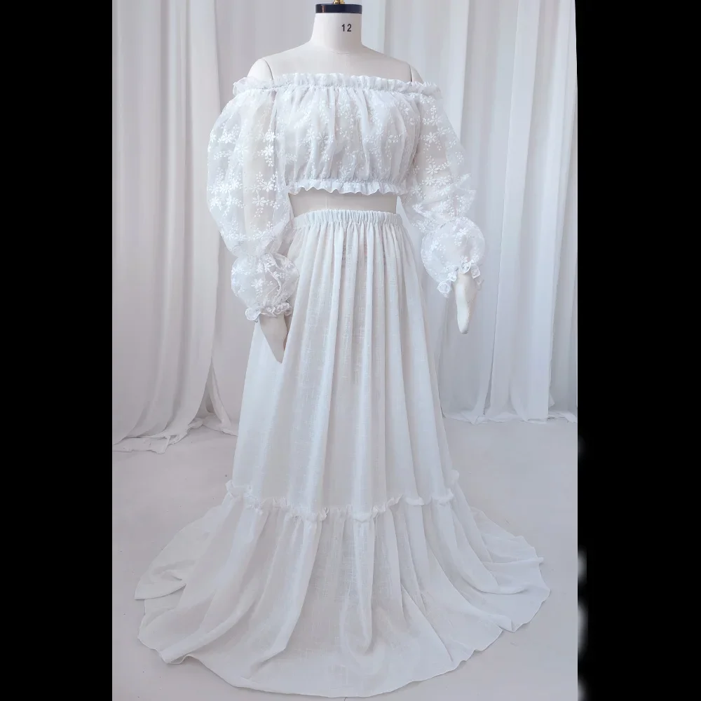 Богемная одежда для беременных - кружевное короткое льняное хлопковое платье на