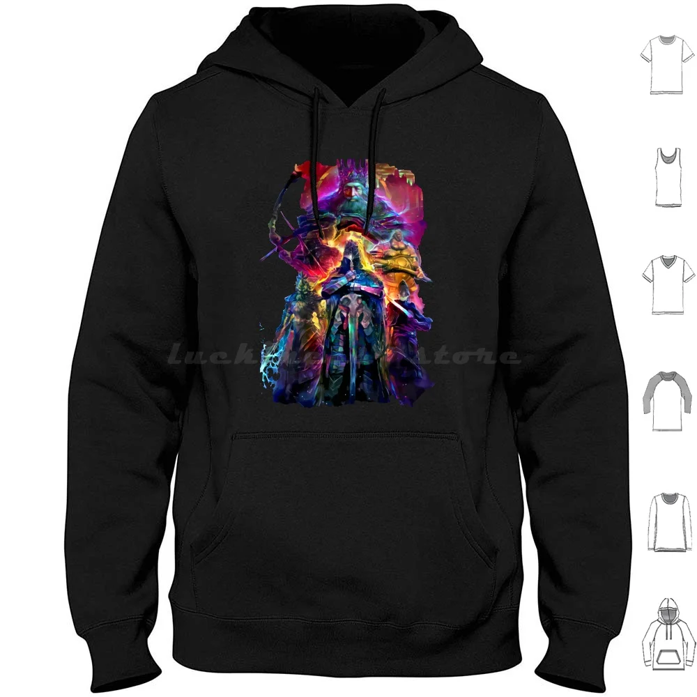 Retrowave Soul 2 Hoodie Cotton Long Sleeve King Dark Sword Souls Fire Hole Sky Purple Games Knight Burn Darksider Colorful