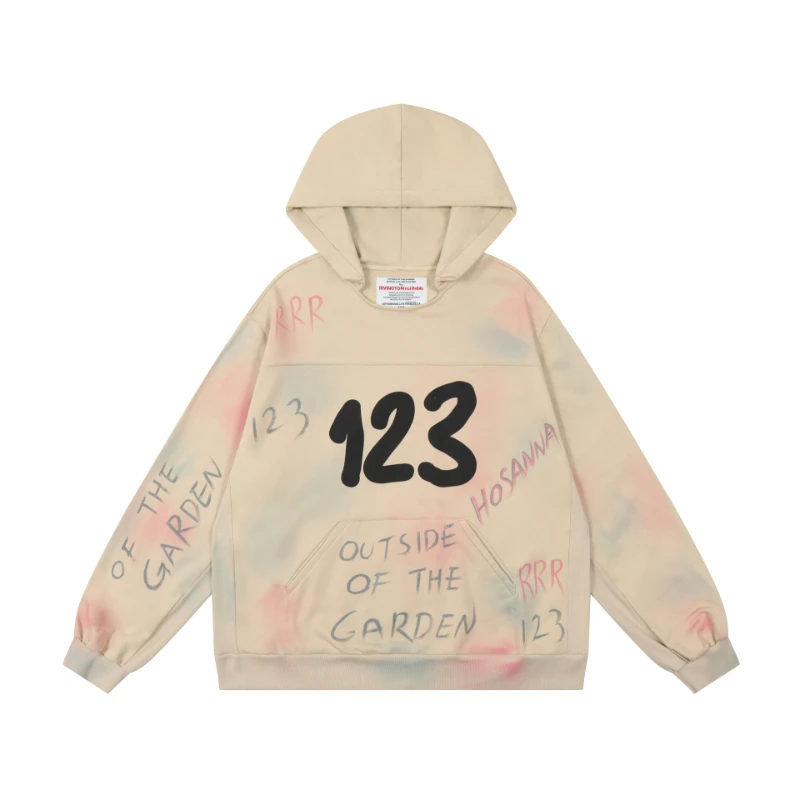 RRR123 Vintage Hoodie for Men and Women Top Edition Wool Warm Tie Dye Graffiti RRR123 Round Neck