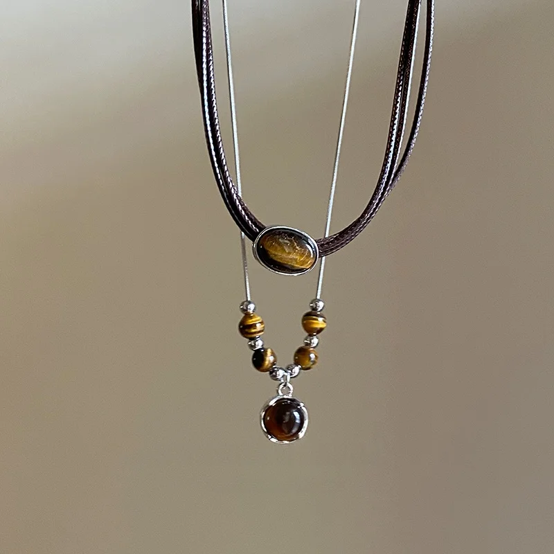 Maillard Tiger Eye Stone двухслойное ожерелье женское осенне-зимнее легкое роскошное в