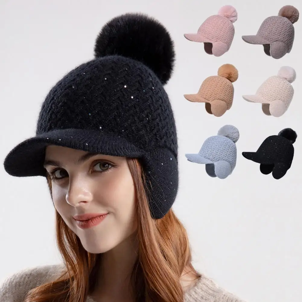 

Женская зимняя вязаная шапка теплая шапка с широкими полями