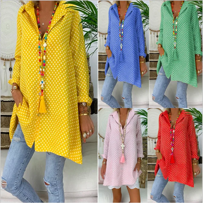 

Spring and summer new polka dot printing plus size printing shirt