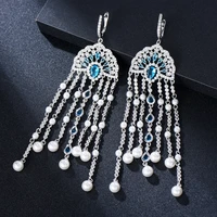 kellybola gorgeous long dangle tassel drop earrings full cubic zirconia shiny cute cz for women wedding trendy earrings bijoux