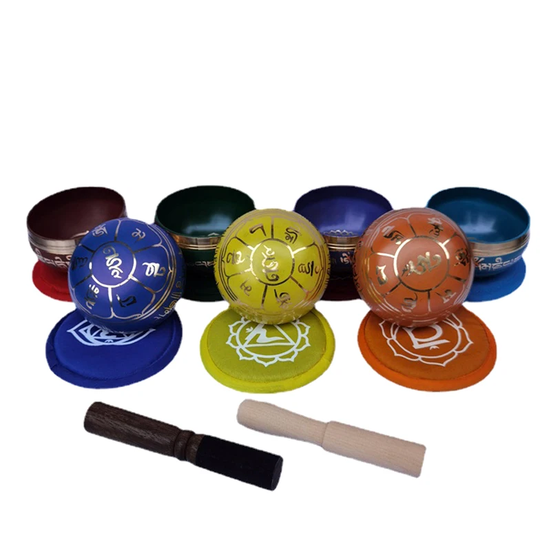 

8cm Colorful Nepal Singing Bowl Brass Buddha Tibetan Bowls 7 Chakras Yoga Meditation Mindfulness Metal Handmade Sound Bowl Gifts