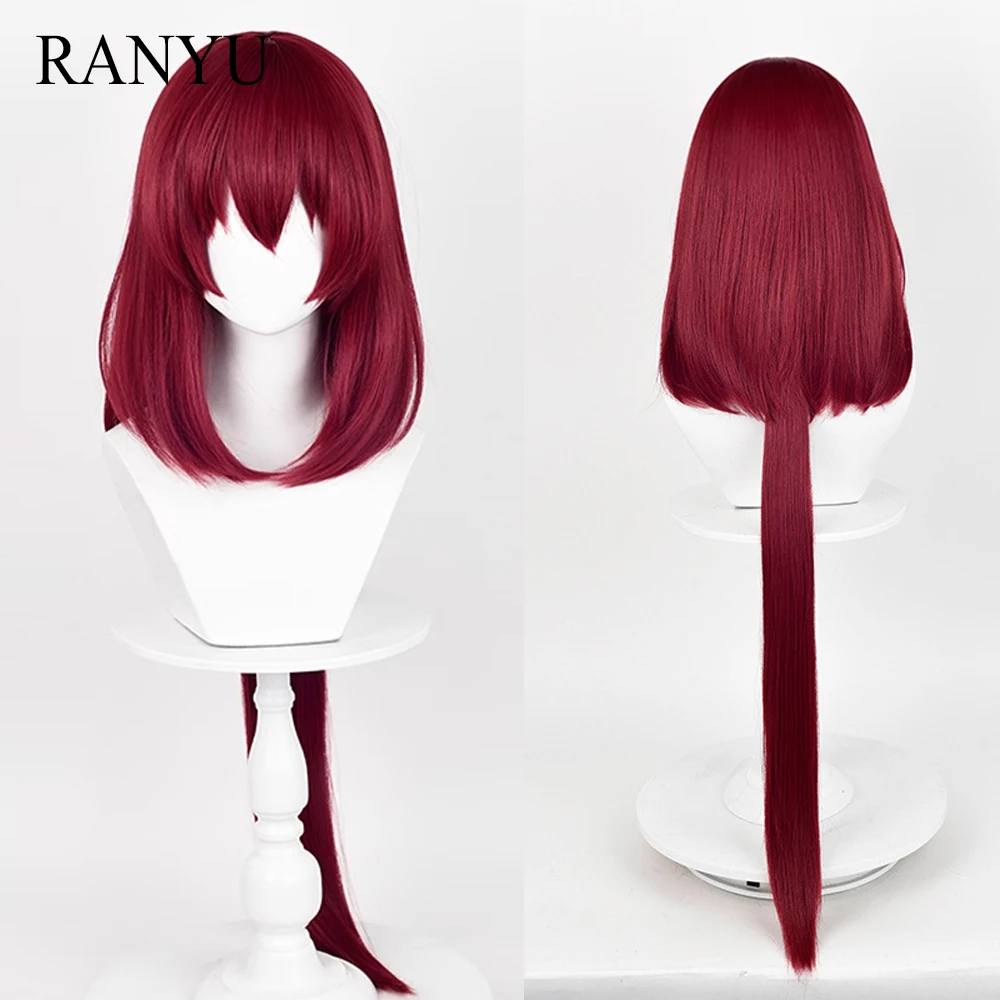 Длинный красный Синтетический прямой парик с челкой пушистый женский