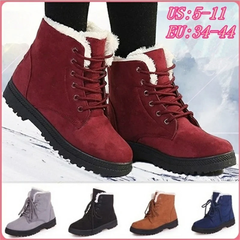 

New Women Boots Snow Boot for Women Winter Shoes Heels Winter Boots Ankle Botas Mujer Warm Plush Fur Shoes Woman Plus Size