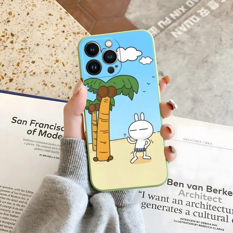 

Cute Rabbit Phone Case Candy Color For IPhone 14 12 13 11 Pro Max Mini X XR XS Max 7 8 Plus Soft Silicon Cover