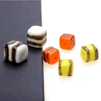 6pcslot square shape glass lampwork beads classic nostalgia sands multi color for necklaceearring jewelry making diy craft