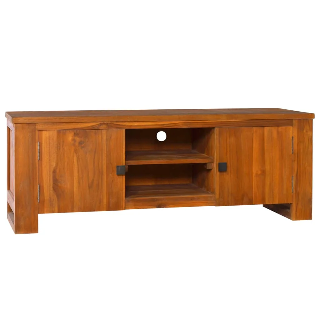 

TV Cabinet 43.3"x11.8"x15.7" Solid Teak Wood TV Stand Livingroom Furniture