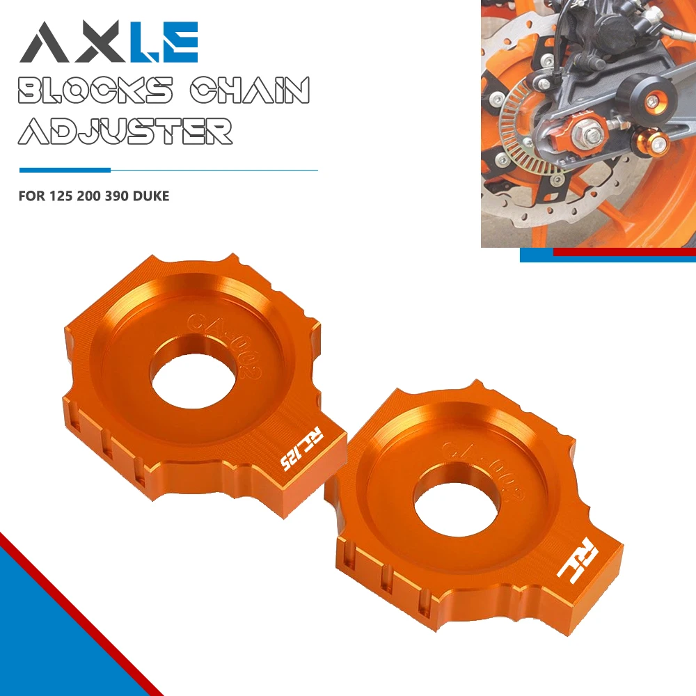 

For RC125 RC200 RC390 2014-2022 Duke 125 200 390 Duke 2011-2020 2021 2022 Motorcycle Rear Axle Blocks Chain Adjuster Blockers