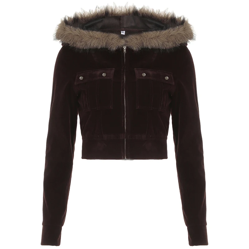 IAMHOTTY бархатное пальто с капюшоном из искусственного пера осень-зима облегающие