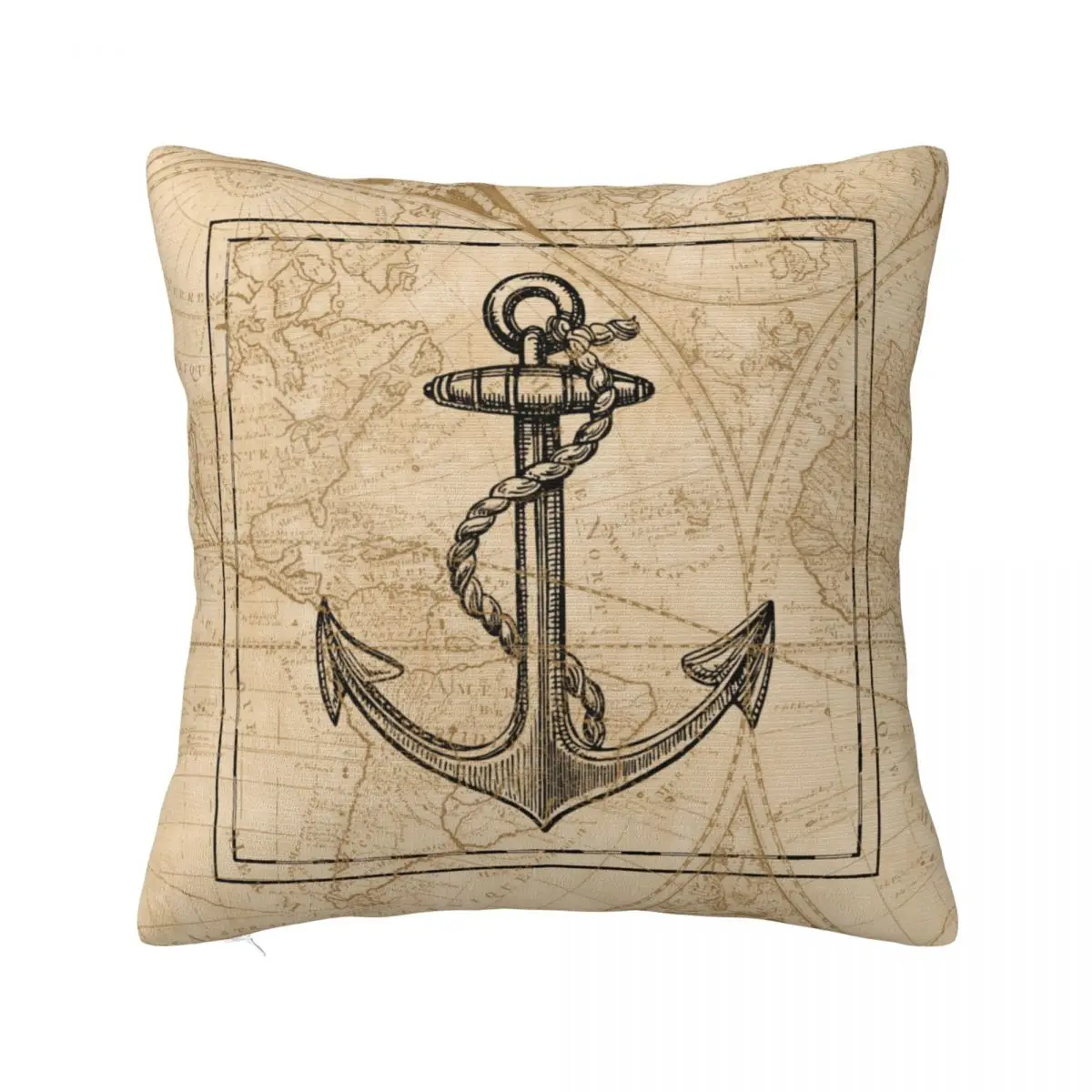 

Old World Map Nautical Anchor Pillowcase Soft Polyester Cushion Cover Decoration Pillow Case Cover Home Drop Shipping 45X45cm