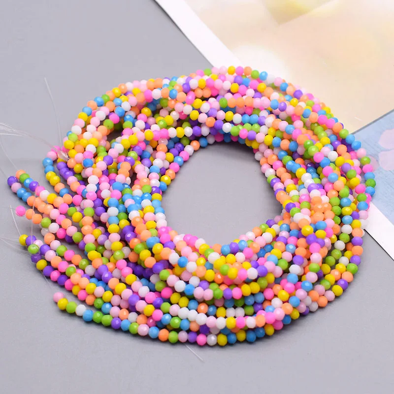 

Fashion korea Fluorescence Mixed-color 2mm Dyeing Faceted Loose Spacer Beads Seed Crystal Glass Beads for Jewelry Making DIY