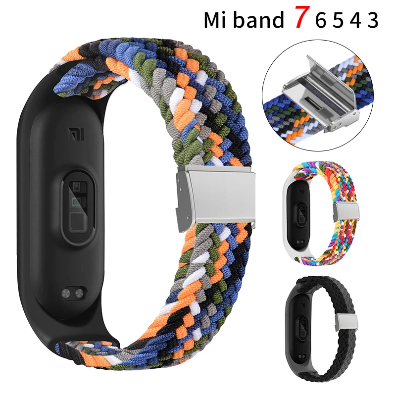 

Watchband for xiaomi Mi band 6 Strap Nylon Braided Solo Loop NFC Watch Bracelet smart Miband 7 belt correa on Mi band 7 5 4 3