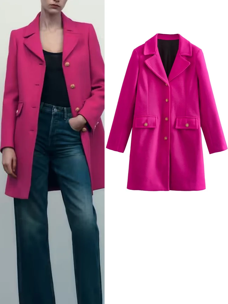 

Women Autumn Slim Wool Blends Overcoat Coats 2022 Casual Solid Single Breasted Female Elegant OL Long Outerwear Clothing