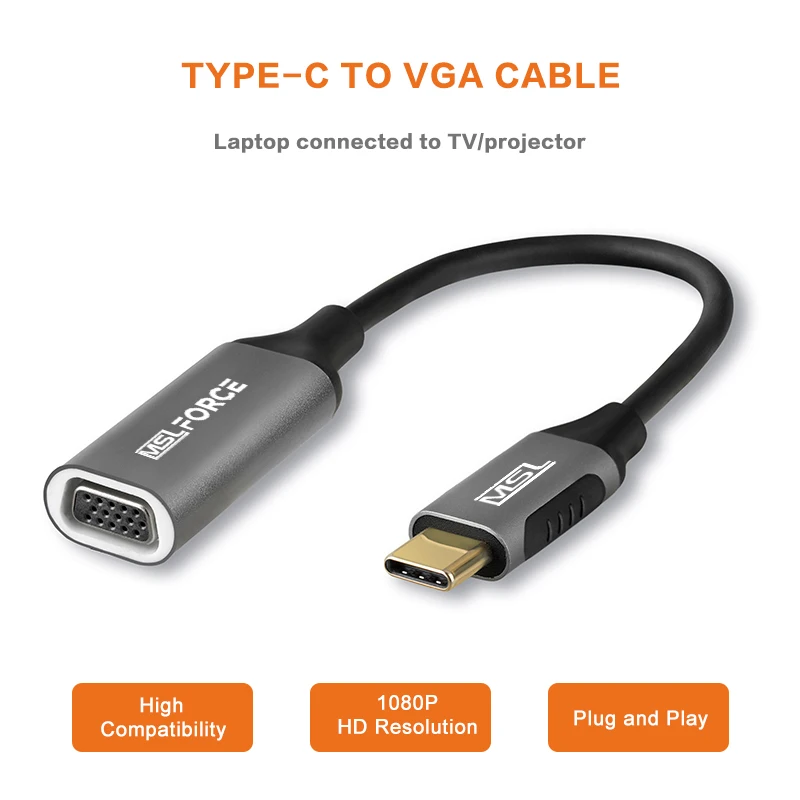 

Переходник с Type C на гнездо VGA, USB 3,1 на VGA адаптер для MacBook Pro MacBook Air 2019 Chromebook Samsung Galaxy S9/S8