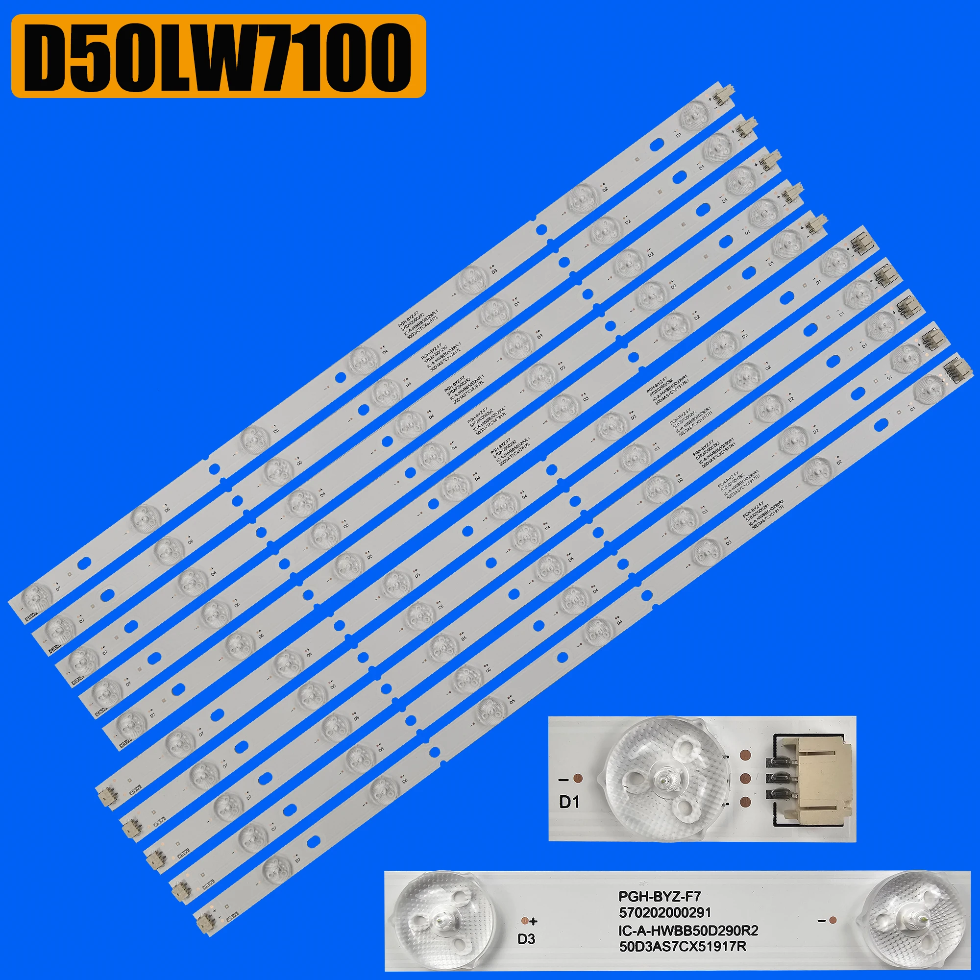 1/5 Комплект светодиодных полос подсветки для d50lw7100 D50LW7180 IC-A-HWBB50D290L1 IC-A-HWBB50D290R1 Vios