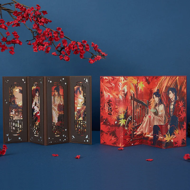 

Heaven Officials Blessing Mini Folding Screen Bookmark Tian Guan Ci Fu Xie Lian, Hua Cheng Figure Bookmarks Collection Gift