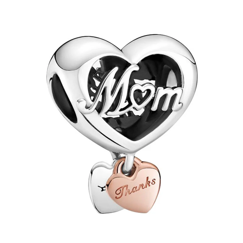 

Rose Love Heart Pendant Charms Bracelet Women Letter Thanks Mom Beads for Jewelry Making DIY Bangles Accessories Girls Pulseira