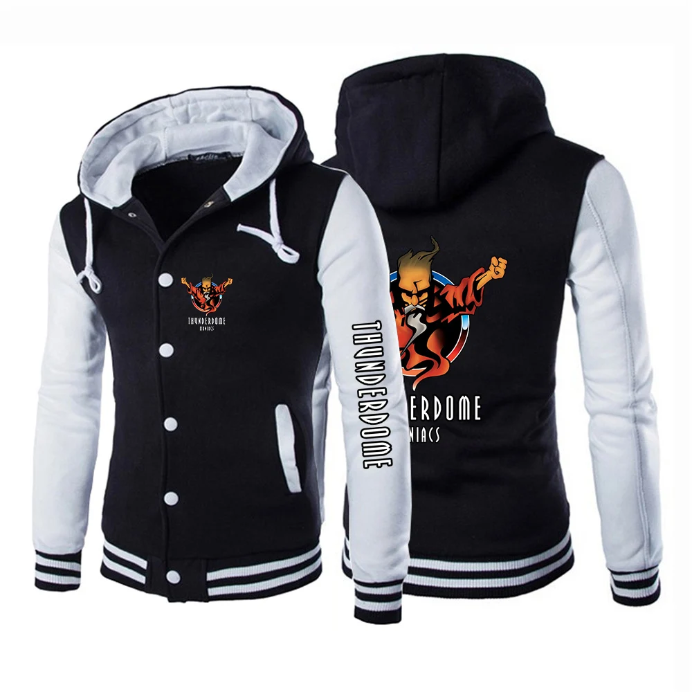 

2022 Men's Thunderdome Printing Spliced Hoodies Cardigan Slim Elasticity Warm Hooded Baseball Uniform Jacket Coat