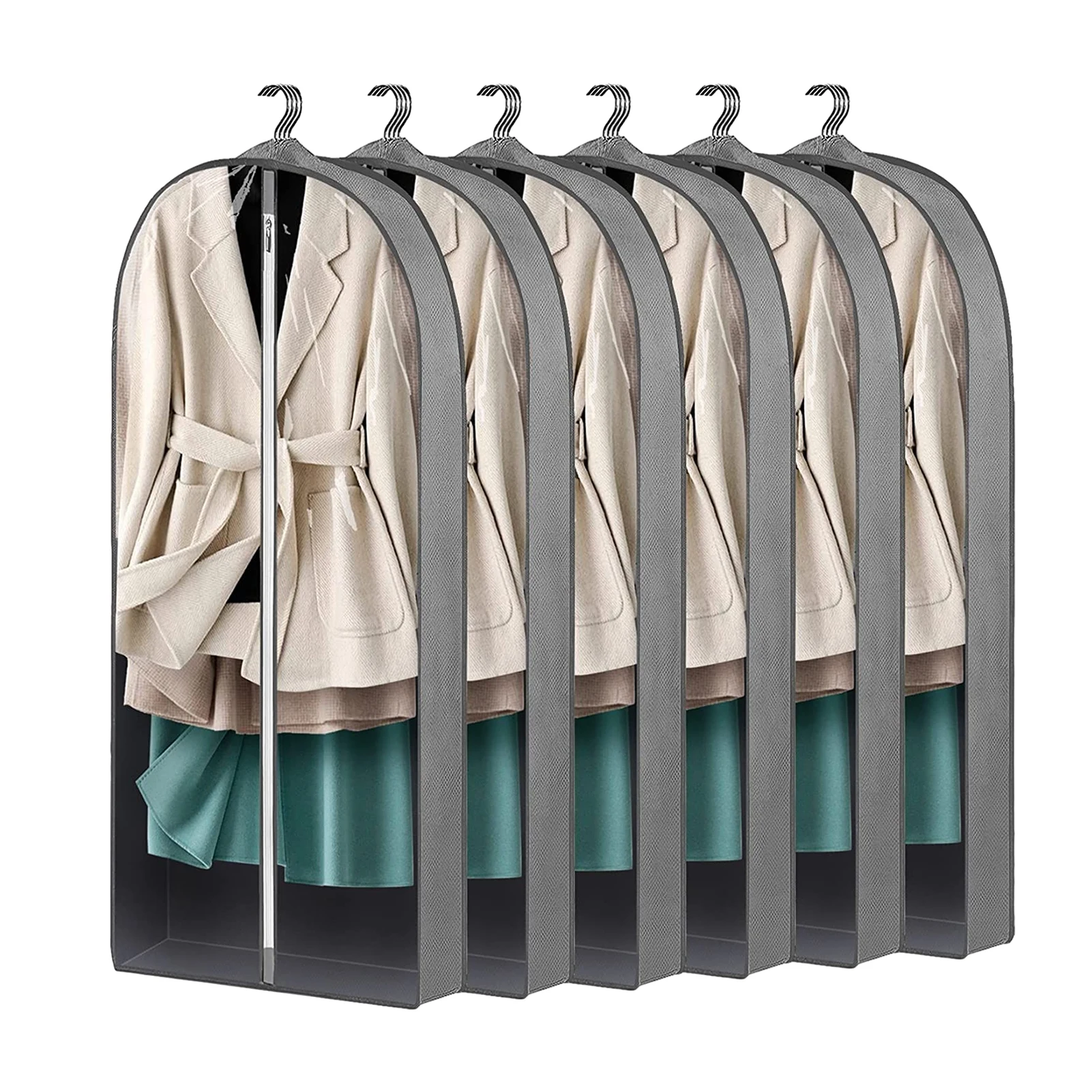 

6pcs Dress Shirts Home With Zipper Protective Clear Front Travel Garment Bag Coat Jacket Waterproof Hanging Clothes For Closet