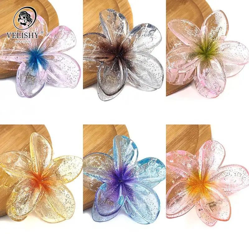 

Woman Summer Hawaiian Flower Hair Claws Sweet Hair Clips Hairpins Girls Hair Crab Clamp Barrettes Hair Accessories
