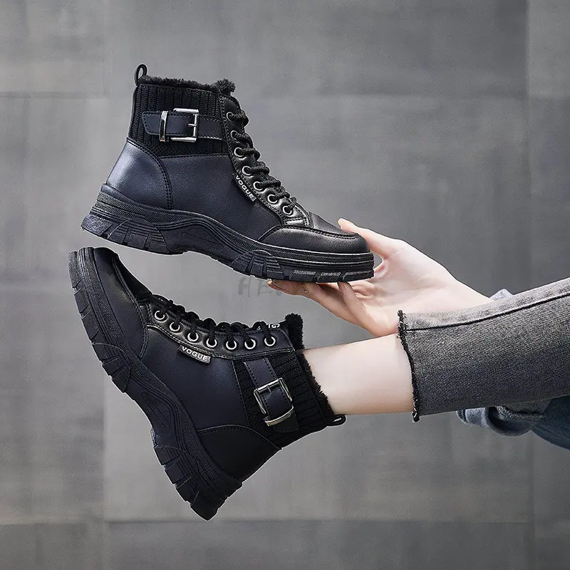 Cotton Shoes Women 2023 New Winter Plus Velvet All-match Student Thick-soled Thickened Warm Snow Women's Cotton Boots