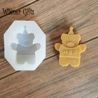 happy birthday candy diy bear candle plaster silicone mold cake decorating mold candle making mold candle making