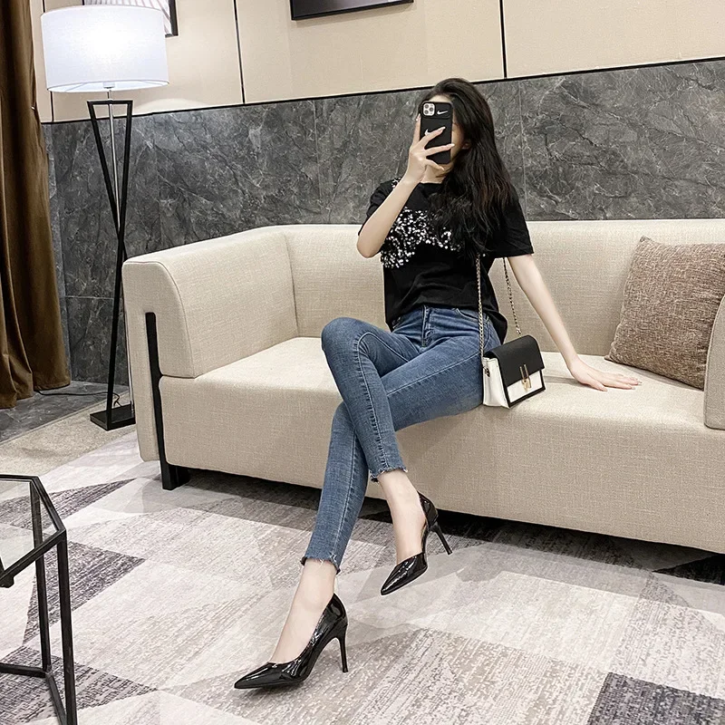 Туфли-лодочки женские из лакированной кожи на высоком каблуке 6 см