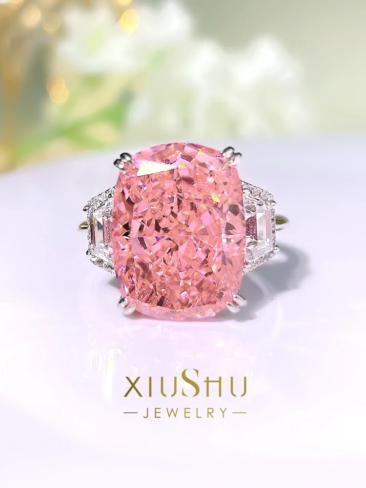 

Новинка 2023, кольцо из серебра 925 пробы с высокоуглеродистым бриллиантом 11*15, роскошный бриллиантовый порошок в европейском и американском с...