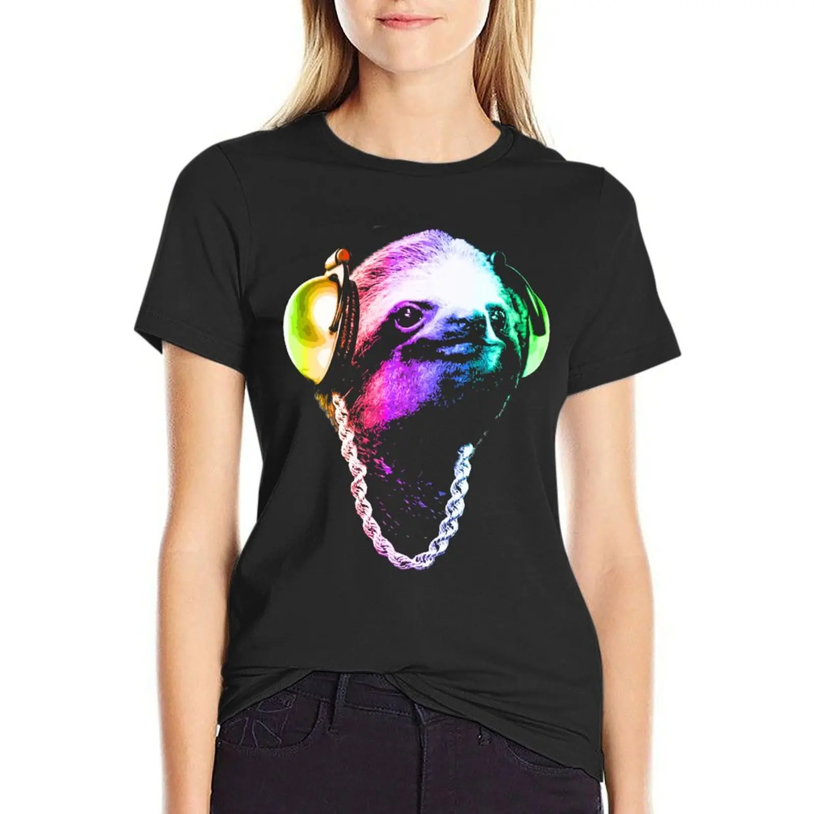 Ленивец (Радужный Стиль B-Boy) футболки топы милые Женская одежда искусственные