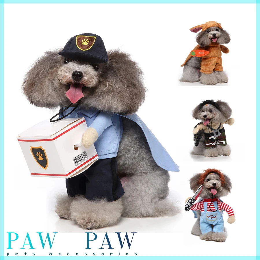 

PAWPAW Dog Hoodie Stand Up Form Funny Costumes For Festivals Panda Cosplay Santa Unique Pet Apparel Cute Clothes For Small Dogs